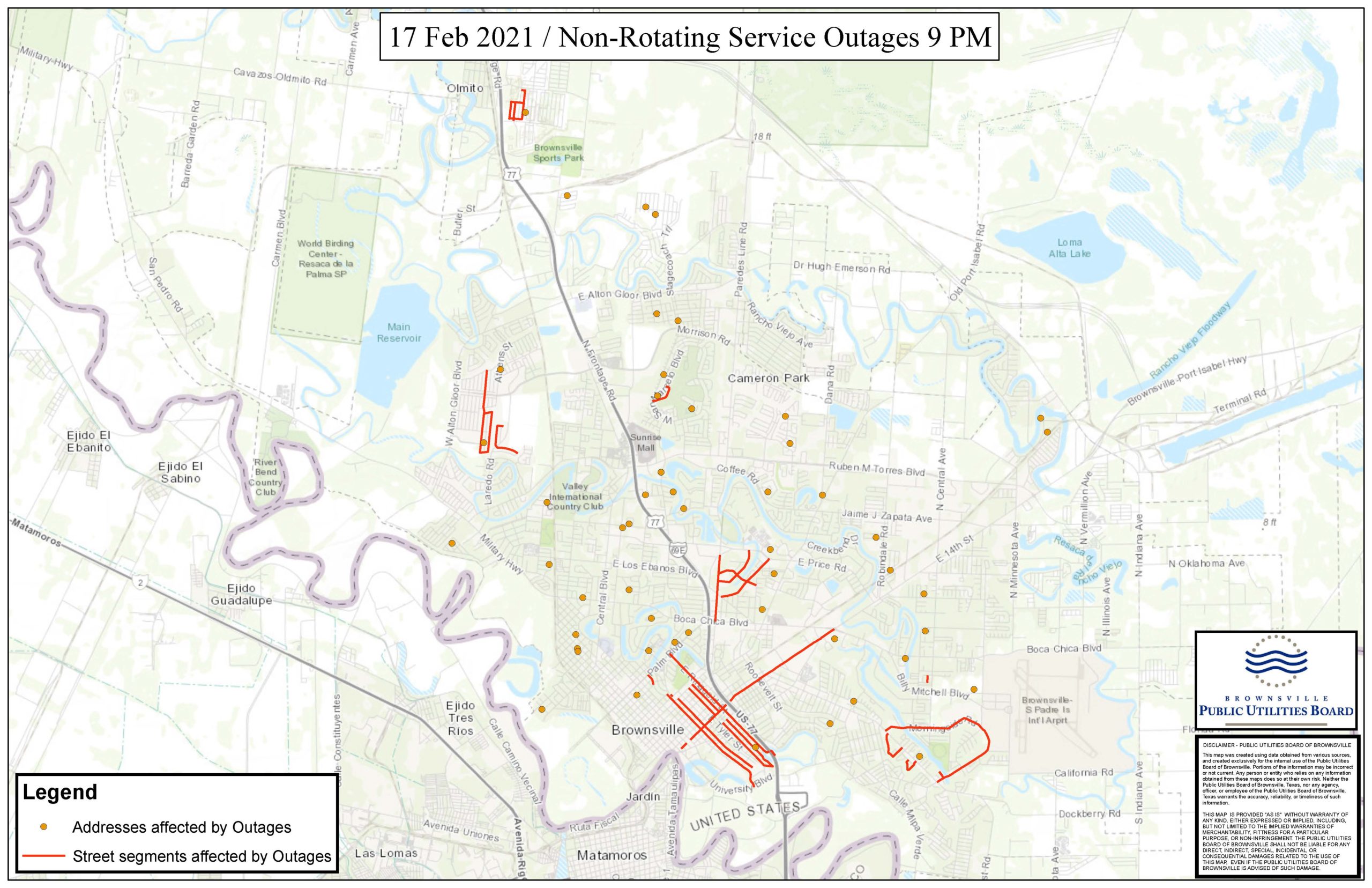 Brownsville Power Outage Map