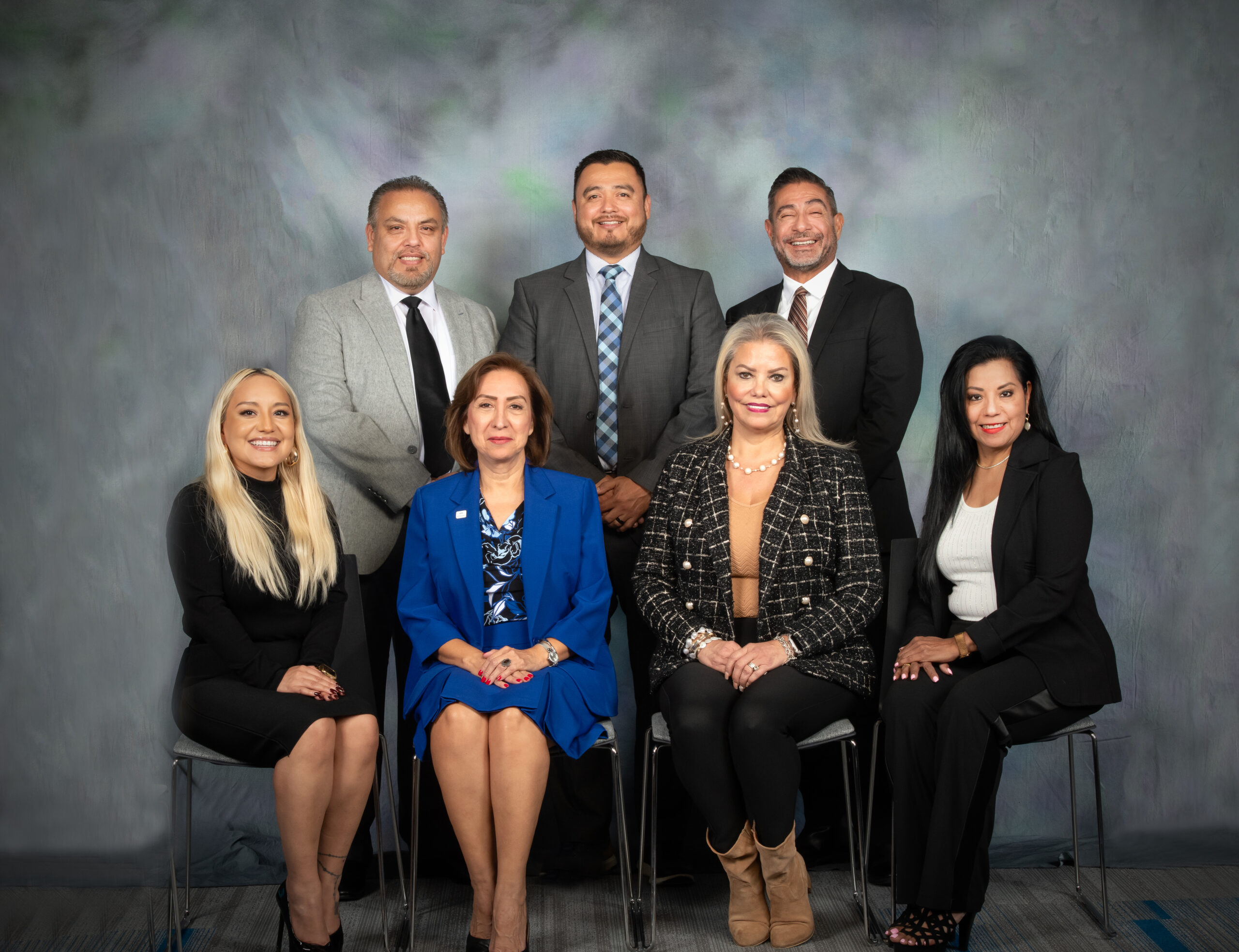 dsc-2471 Top row: Miguel Patino, Sergio Martinez, and Jose Medrano
<br/>
Front row: Cleiri Quezada, Eliza Vasquez, Patricia A. Cavazos, and Luz Marshall
<br/>
Not pictured: Chester Gonzalez, Griselda Muñoz, Carlos A. Rodriguez